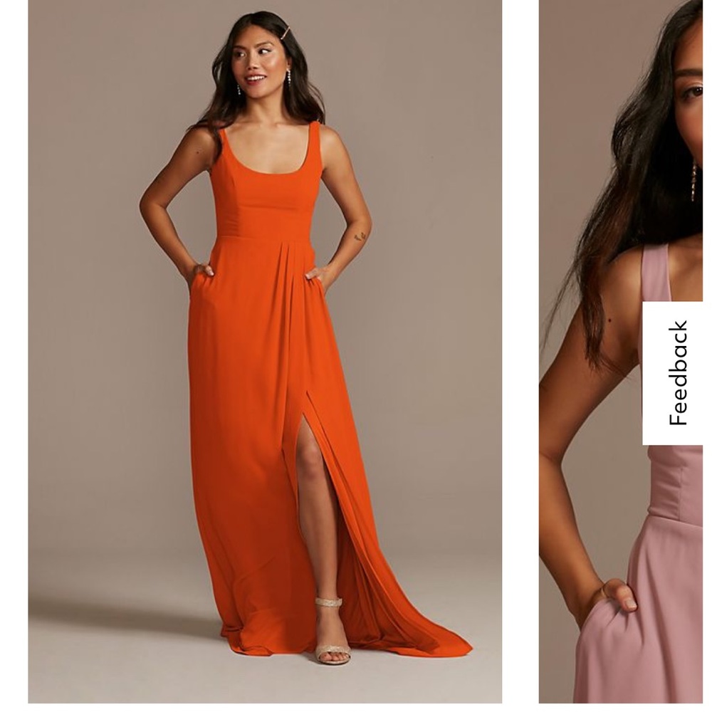 David’s Bridal Tie Back Sienna Orange Bridesmaid Dress